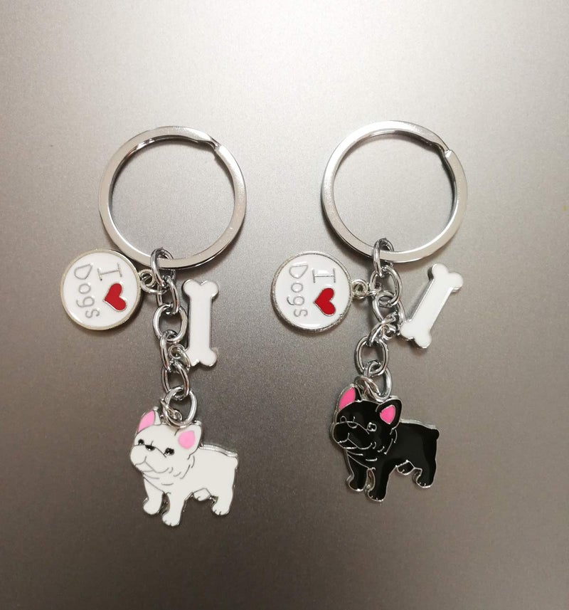 BECHANMIG Keychains,Lovely Dog Key-ring Portable Metal Keychain Keyring Key Decor Car Keyring Tag (Black French Bulldog) - Image 4